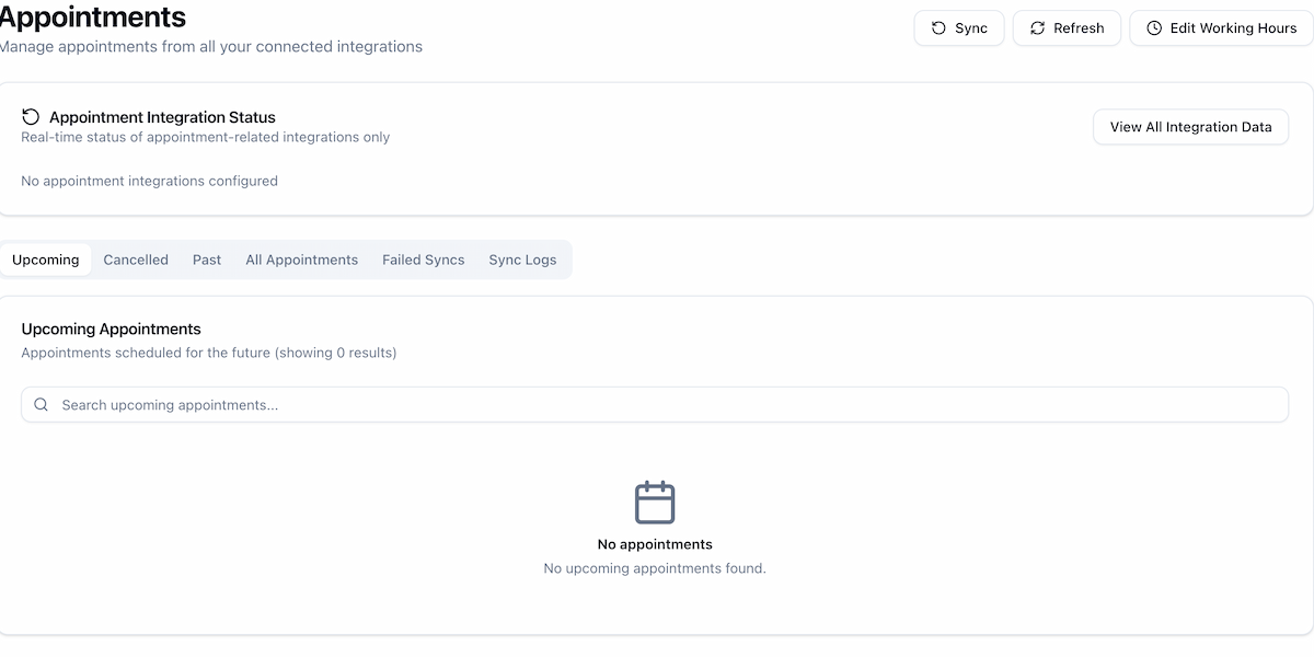AI Call Assistant Appointment System - In-house and third-party integration management