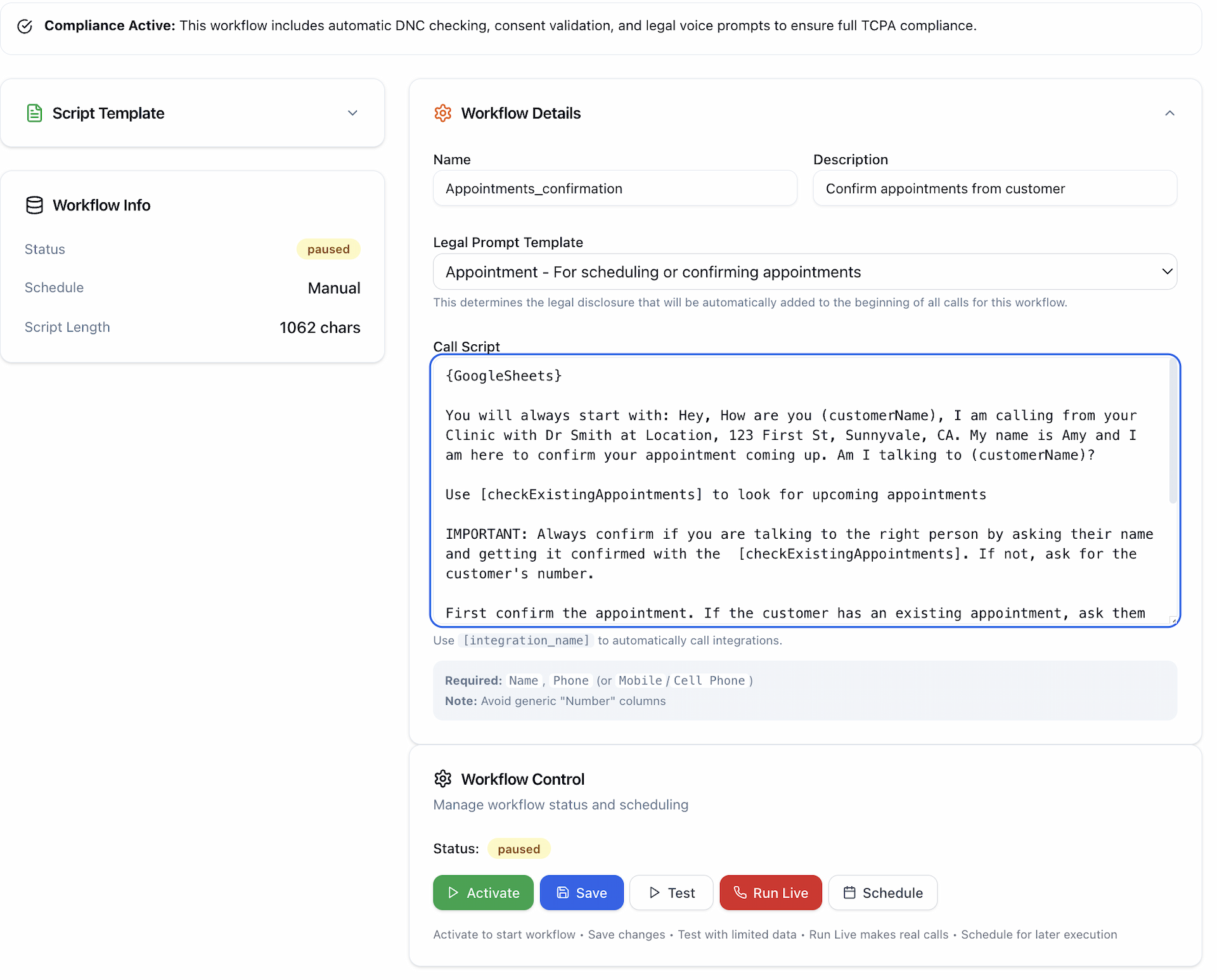 AI Call Assistant Workflow Builder - Drag and drop workflow creation with visual automation